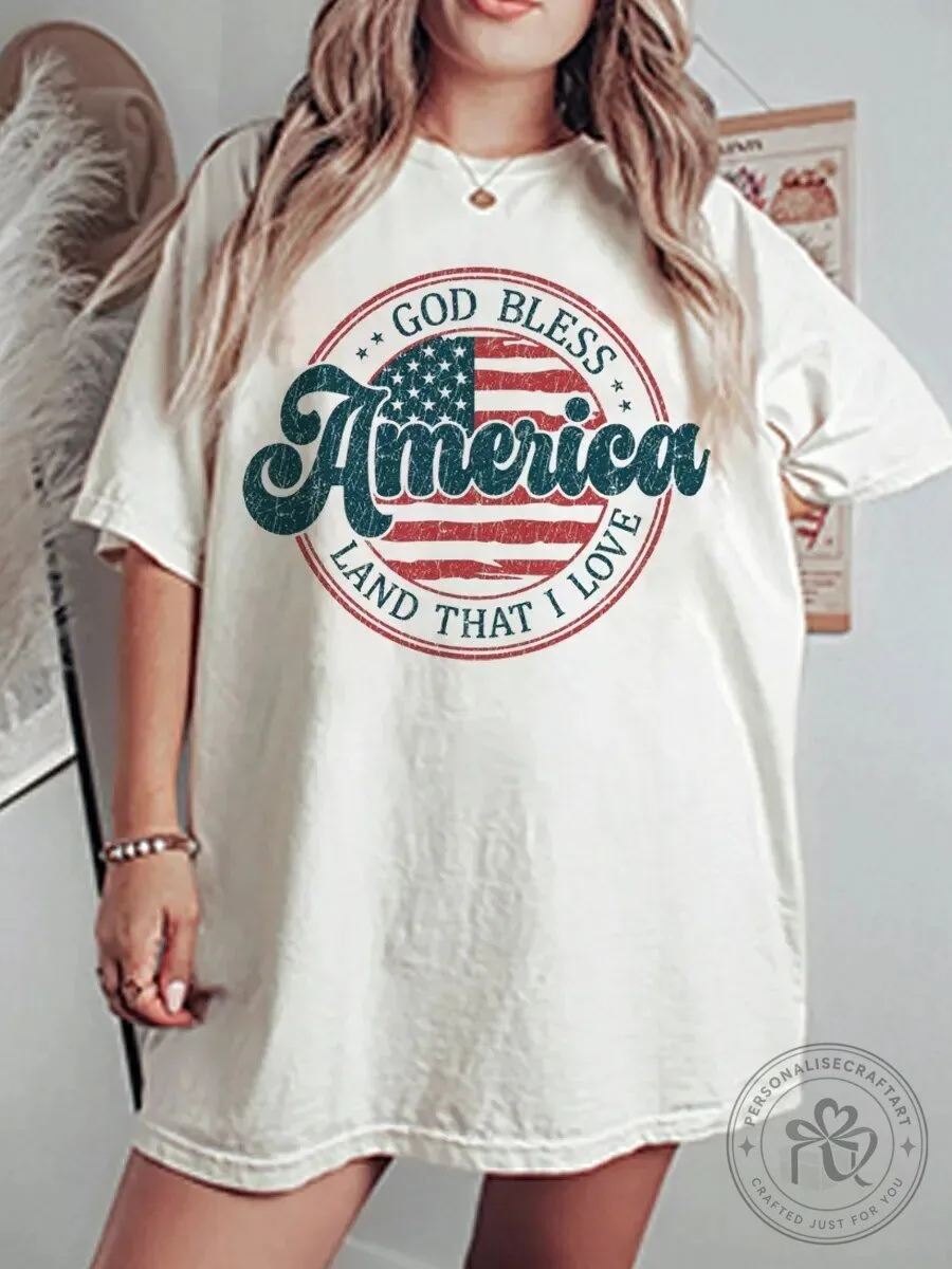 God Bless America Land That I Love Vintage Graphic T-Shirt
